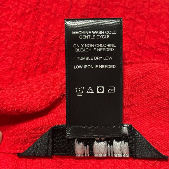 Ali Miles Red Crinkle Cardigan Jacket S 3/4 Sleeve Black Bone Look Buttons - Picture 9 of 12